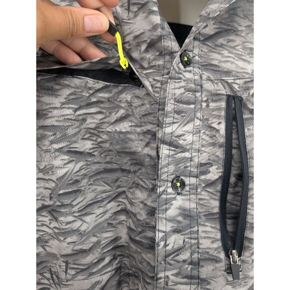 Loco Kaile Performance Button Up Shirt Men Size L Fish Print Outdoor Fishing Y2K - Picture 9 of 12